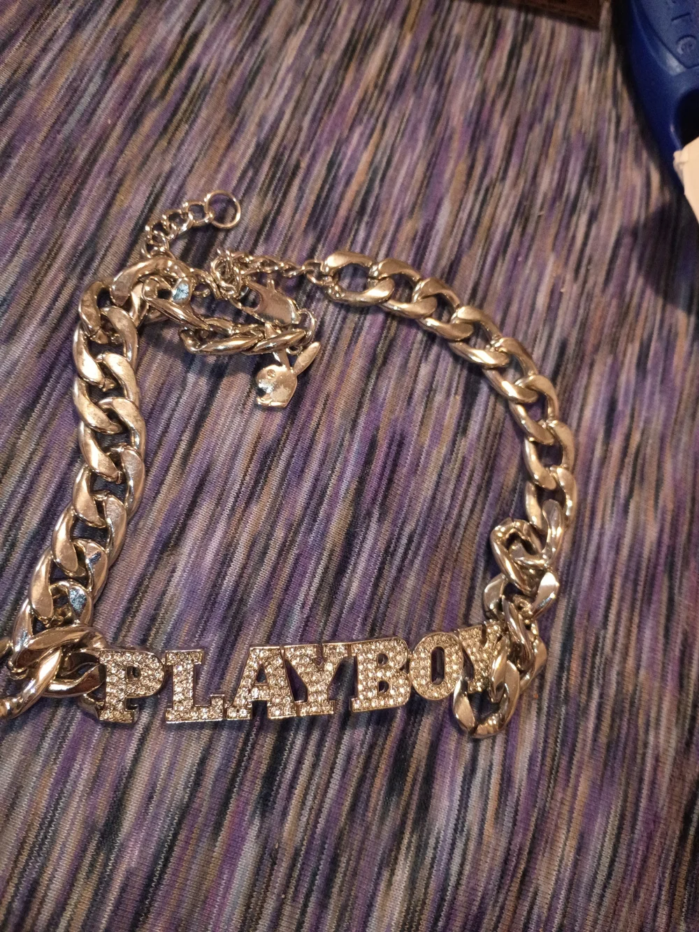 •PLAYBOY~ RHINESTONES CHAIN CHOKER• - Picture 2 of 3